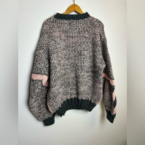 Index VTG 3D Pullover Sweater M Cable Chunky Knit Pink Multicolor OversizeBarbie - Picture 2 of 12